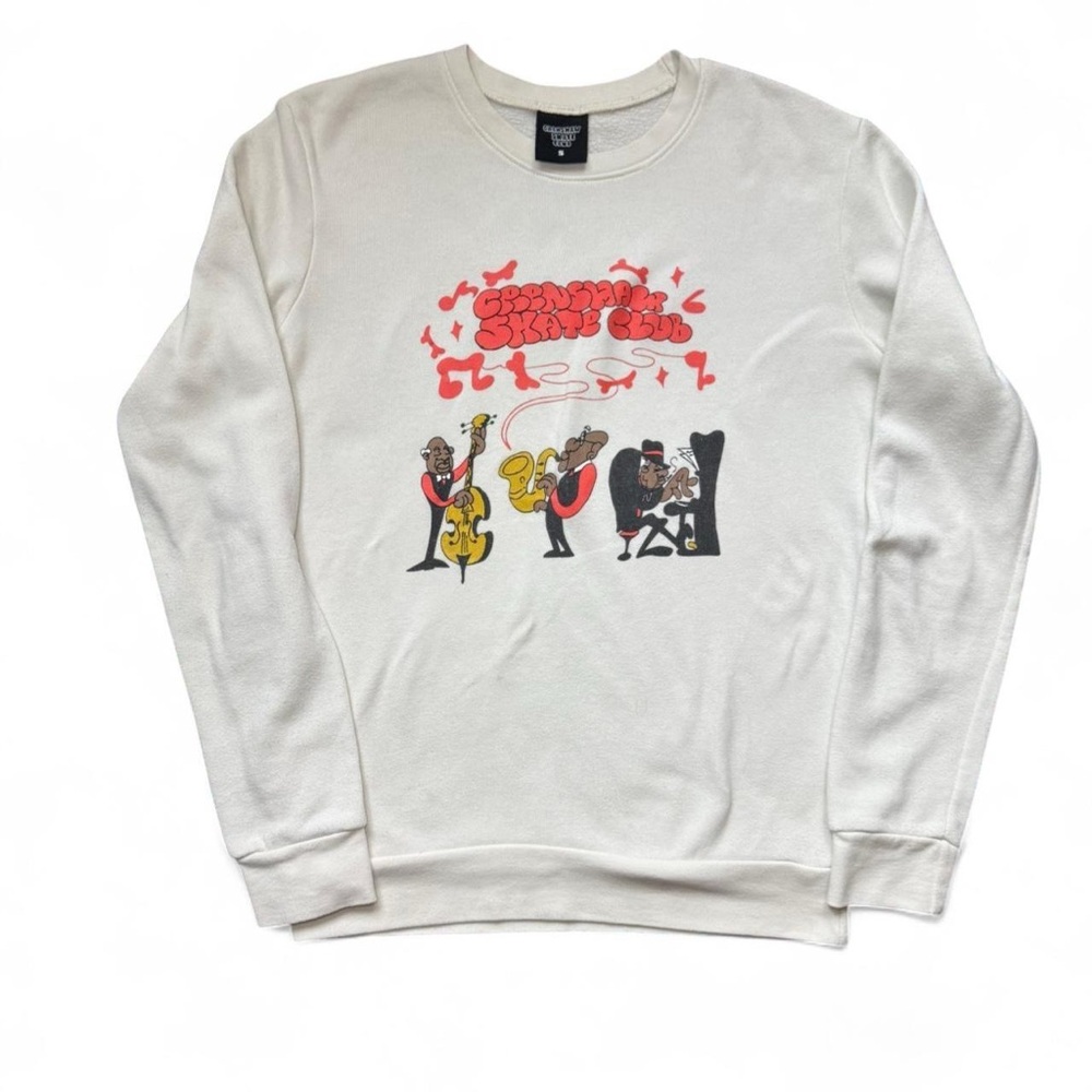 Crenshaw Skate Crew RARE Unisex Cartoon Jazz Band Cozy Crewneck LS Top — SMALL